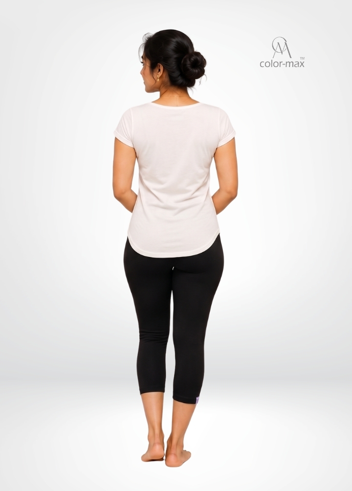 BLACK - Premium Cotton Lycra Capri Leggings - Hover